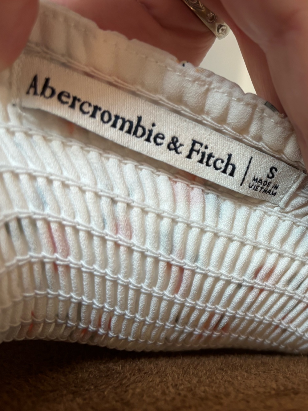 Abercrombie & Fitch Cinch-Front Midi Dress in Peach Print Small - Picture 12 of 16